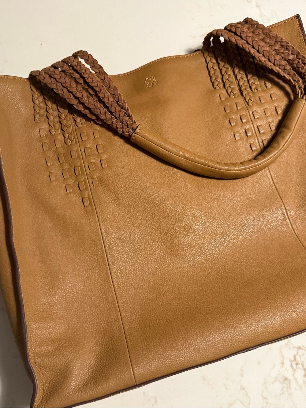 Lucky Brand Mina Tan Leather Tote Boho Chic - Picture 11 of 12